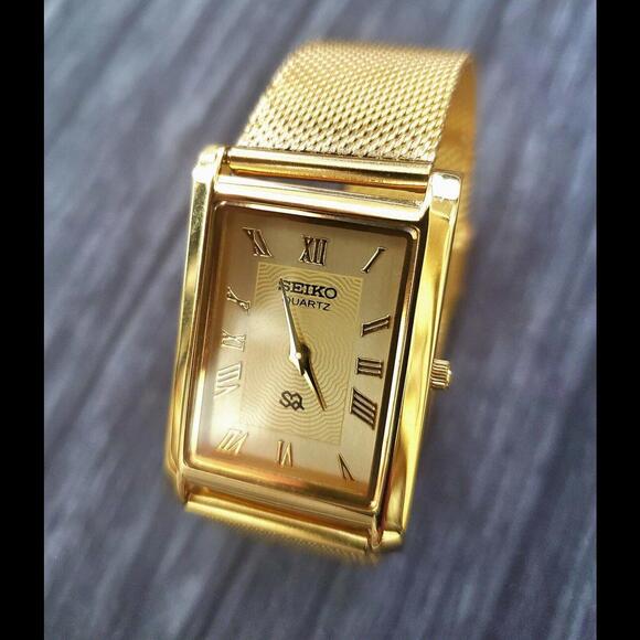 Vintage Tank Rectangular Champaign Italian band Mens Watch - Picture 4 of 6